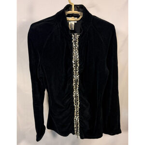 Vintage Neiman Marcus Exclusive Black Velour Rhinestone Jacket Women's M